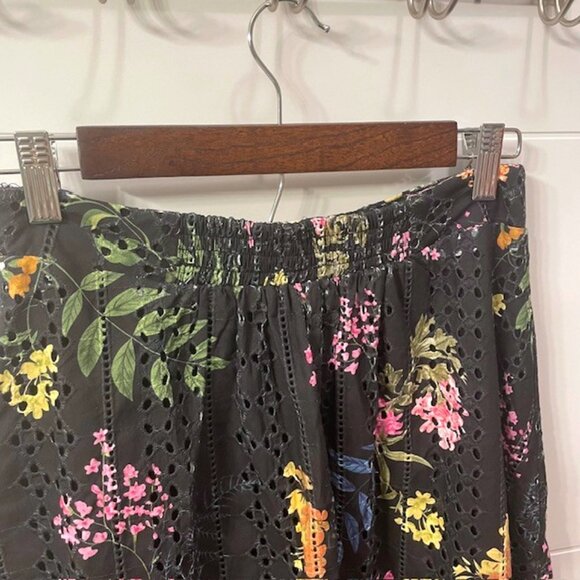 NWT Lulus Sweet At Heart Floral Embroidered Midi Skirt Black Small Eyelet - Picture 10 of 16